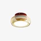 Warm White LED Glass Flush Mount Ceiling Light With Brass Rim