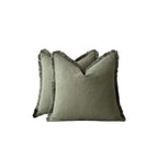 Cotton Linen Cushion Covers Set of Two Fringed Throw Pillow Covers Soft Textured Decorative Cushion Cases for Sofa | Armchair and Bed