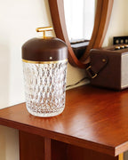 Portable Faceted Glass Table Lamp With Top Handle