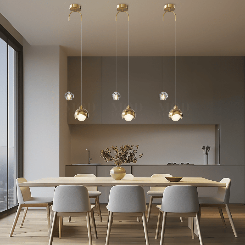 Dual-Drop Pendant Light With Globe Shade And Crystal Accent