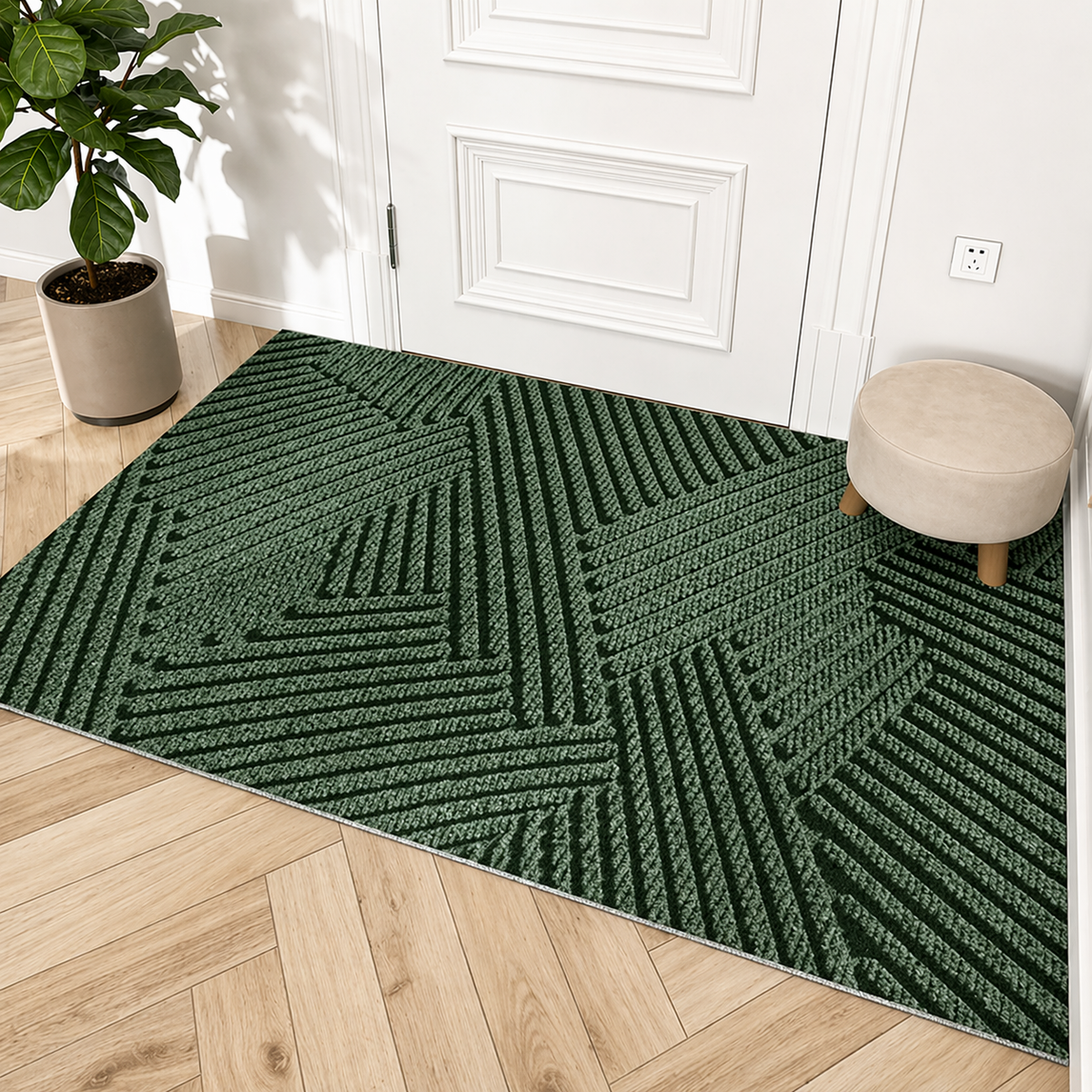 Non-Slip Door Mat Dirt Trapping Polypropylene Entrance Mat with Rubber Backing Modern Scandinavian Doormat for Indoor and Outdoor Use