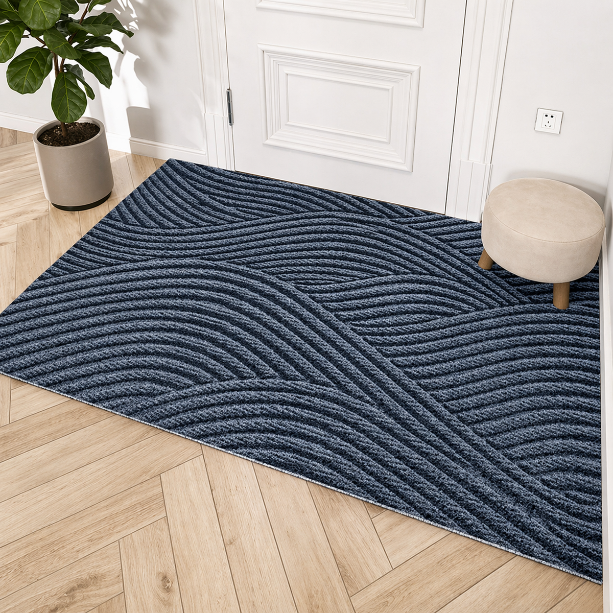Non-Slip Door Mat Dirt Trapping Polypropylene Entrance Mat with Rubber Backing Modern Scandinavian Doormat for Indoor and Outdoor Use
