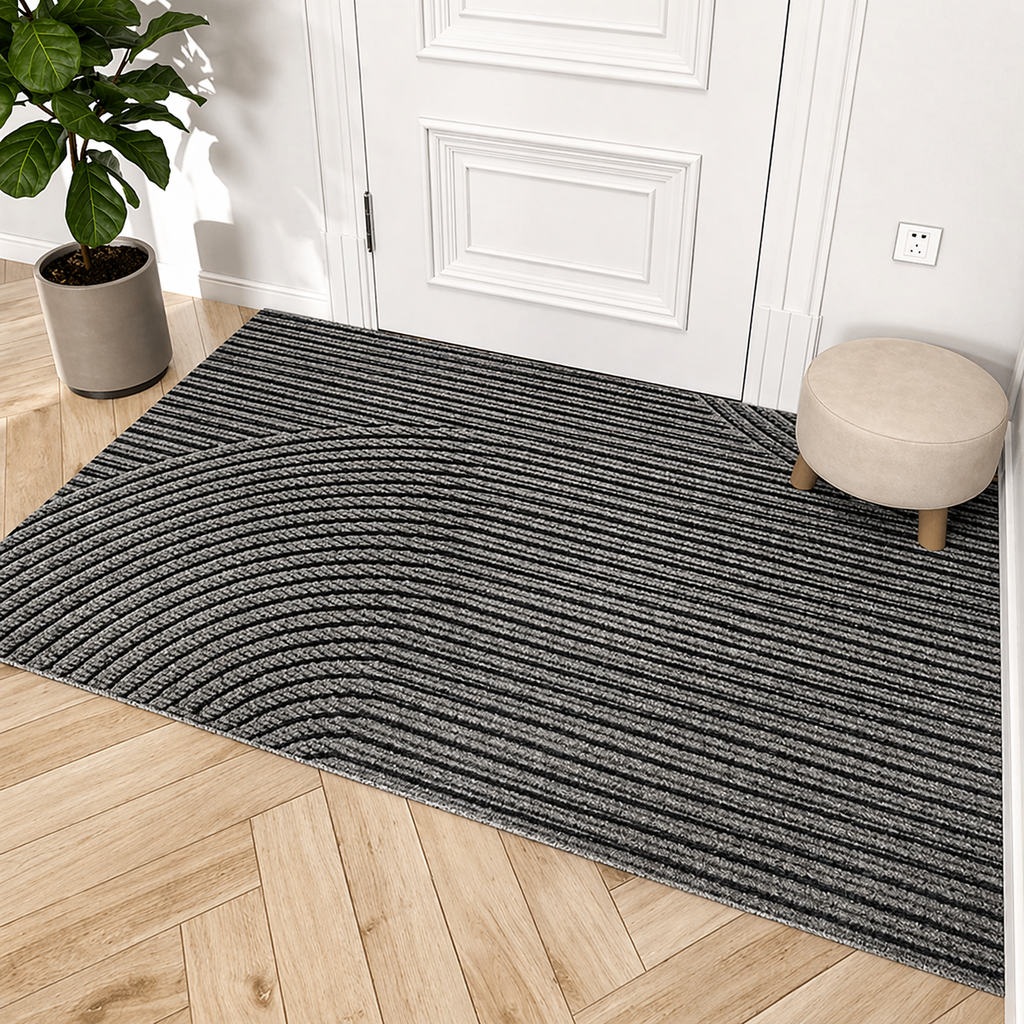 Non-Slip Door Mat Dirt Trapping Polypropylene Entrance Mat with Rubber Backing Modern Scandinavian Doormat for Indoor and Outdoor Use
