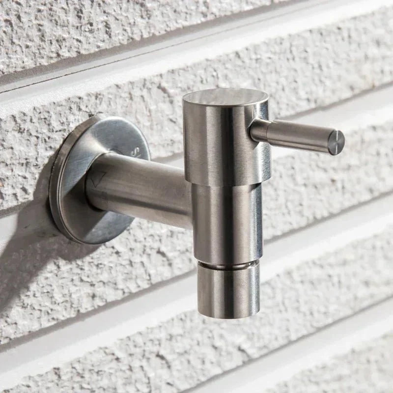 Stainless Steel Wall Mounted Outdoor Tap Brushed Garden Tap with Hose Connector Option Washing Machine Tap for Garden | Balcony and Utility Room