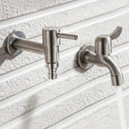 Stainless Steel Wall Mounted Outdoor Tap Brushed Garden Tap with Hose Connector Option Washing Machine Tap for Garden | Balcony and Utility Room