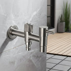 Stainless Steel Wall Mounted Outdoor Tap Brushed Garden Tap with Hose Connector Option Washing Machine Tap for Garden | Balcony and Utility Room