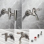 Stainless Steel Wall Mounted Outdoor Tap Brushed Garden Tap with Hose Connector Option Washing Machine Tap for Garden | Balcony and Utility Room