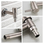 Stainless Steel Wall Mounted Outdoor Tap Brushed Garden Tap with Hose Connector Option Washing Machine Tap for Garden | Balcony and Utility Room