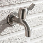 Stainless Steel Wall Mounted Outdoor Tap Brushed Garden Tap with Hose Connector Option Washing Machine Tap for Garden | Balcony and Utility Room