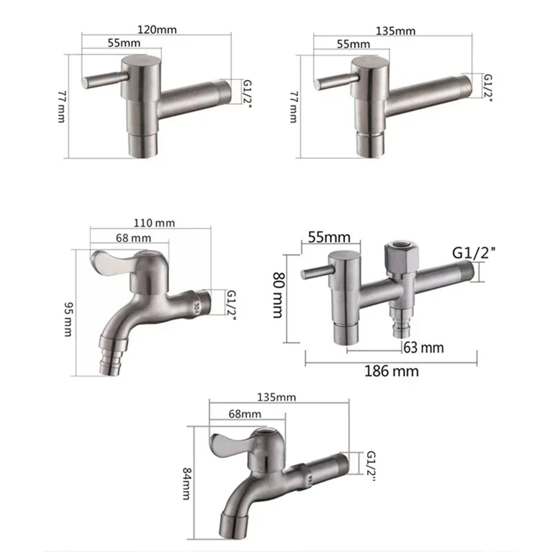 Stainless Steel Wall Mounted Outdoor Tap Brushed Garden Tap with Hose Connector Option Washing Machine Tap for Garden | Balcony and Utility Room