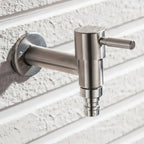 Stainless Steel Wall Mounted Outdoor Tap Brushed Garden Tap with Hose Connector Option Washing Machine Tap for Garden | Balcony and Utility Room