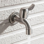 Stainless Steel Wall Mounted Outdoor Tap Brushed Garden Tap with Hose Connector Option Washing Machine Tap for Garden | Balcony and Utility Room