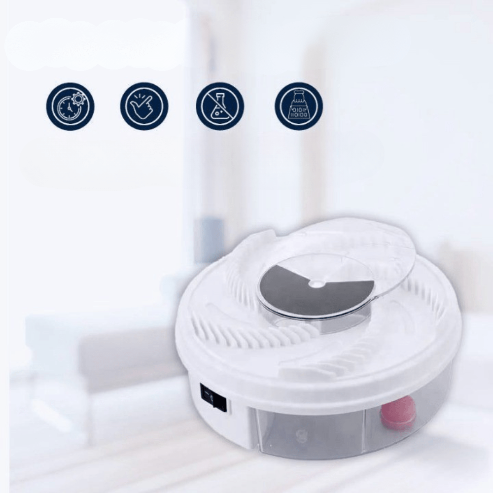 Electric Fly Trap Quiet Chemical-Free Fly Catcher with LED Light and Removable Catch Tray USB Powered Insect Trap for Kitchen and Garden