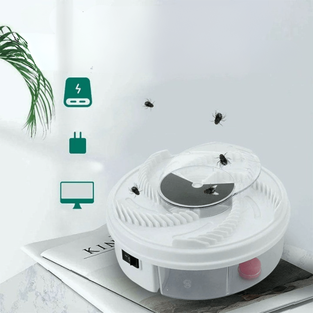 Electric Fly Trap Quiet Chemical-Free Fly Catcher with LED Light and Removable Catch Tray USB Powered Insect Trap for Kitchen and Garden