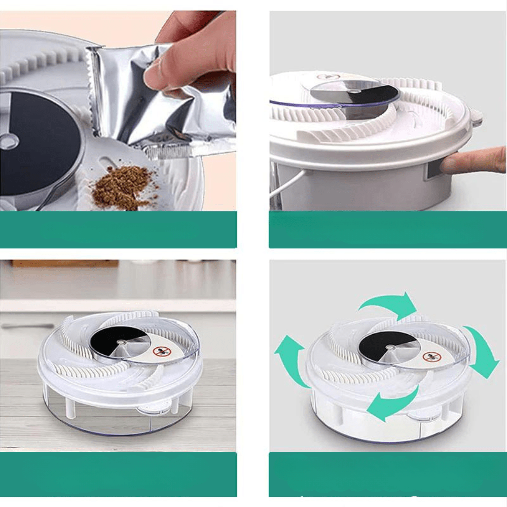 Electric Fly Trap Quiet Chemical-Free Fly Catcher with LED Light and Removable Catch Tray USB Powered Insect Trap for Kitchen and Garden