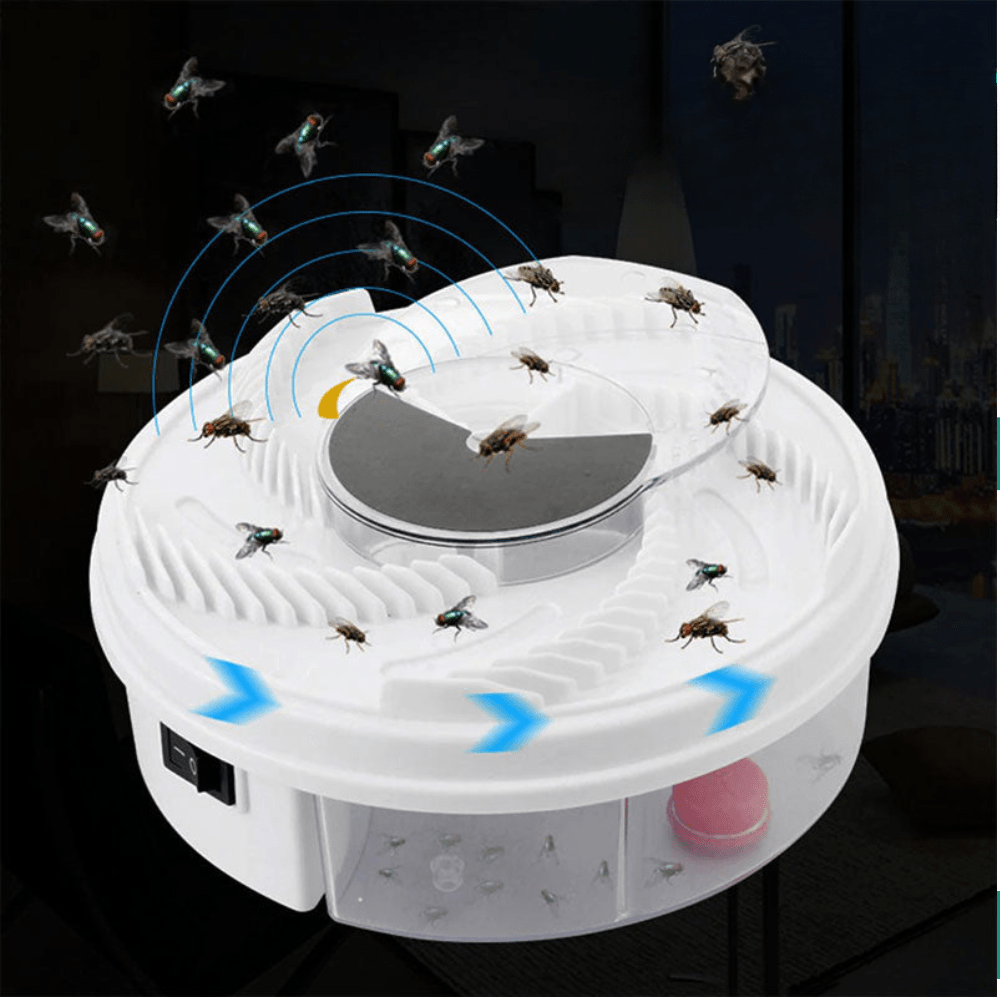 Electric Fly Trap Quiet Chemical-Free Fly Catcher with LED Light and Removable Catch Tray USB Powered Insect Trap for Kitchen and Garden