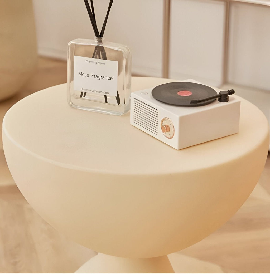 Round Side Table Sculptural Seated Figure Design Lightweight Plastic Accent Table for Living Room | Bedroom and Lounge