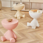 Round Side Table Sculptural Seated Figure Design Lightweight Plastic Accent Table for Living Room | Bedroom and Lounge