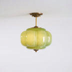 Sculpted Glass Ceiling Light With Brass Accents