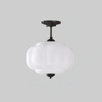 Sculpted Glass Ceiling Light With Brass Accents