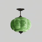 Sculpted Glass Ceiling Light With Brass Accents