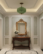 Sculpted Glass Ceiling Light With Brass Accents
