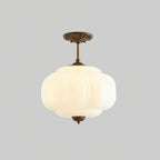 Sculpted Glass Ceiling Light With Brass Accents