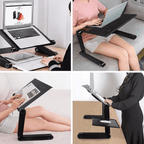 Ergonomic Laptop Stand with Adjustable Folding Legs Aluminium Alloy Laptop Table with Removable Mouse Pad