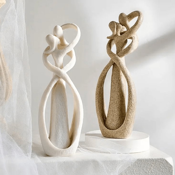 Abstract Couple Sculpture Resin Love Statue Modern Embracing Figurine Decorative Ornament for Living Room | Bedroom and Shelf