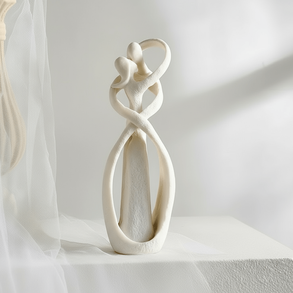 Abstract Couple Sculpture Resin Love Statue Modern Embracing Figurine Decorative Ornament for Living Room | Bedroom and Shelf