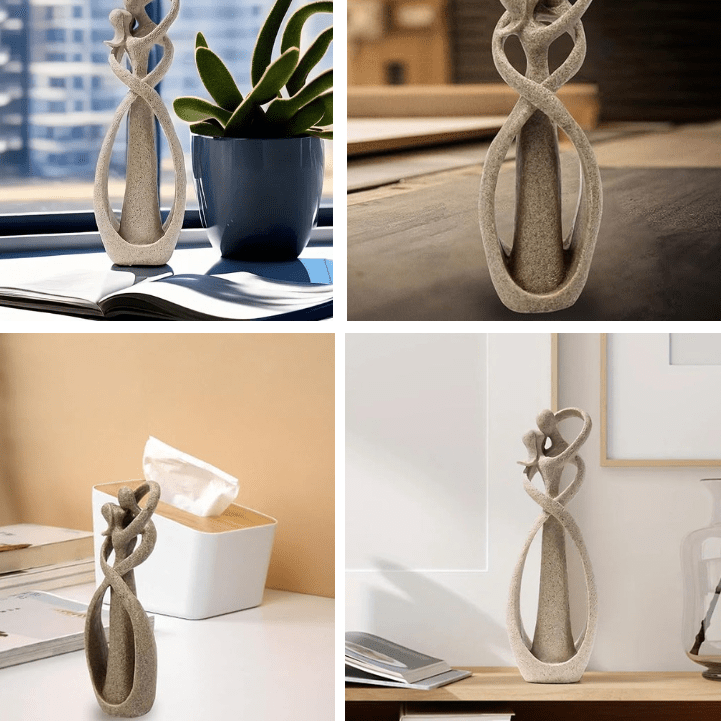 Abstract Couple Sculpture Resin Love Statue Modern Embracing Figurine Decorative Ornament for Living Room | Bedroom and Shelf
