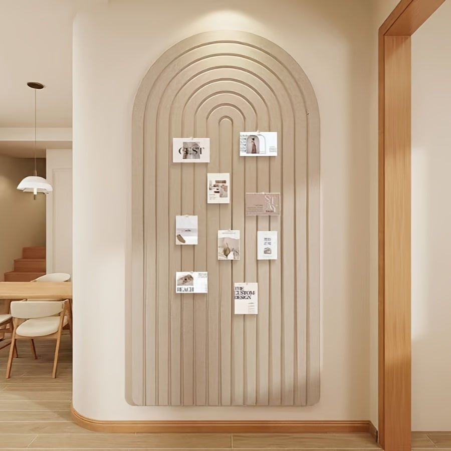 Curved Felt Pinboard Self-Adhesive Arched Wall Notice Board Striped Felt Memo Board for Home Office and Hallway