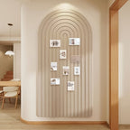 Curved Felt Pinboard Self-Adhesive Arched Wall Notice Board Striped Felt Memo Board for Home Office and Hallway