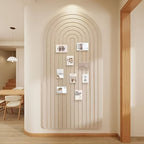 Curved Felt Pinboard Self-Adhesive Arched Wall Notice Board Striped Felt Memo Board for Home Office and Hallway