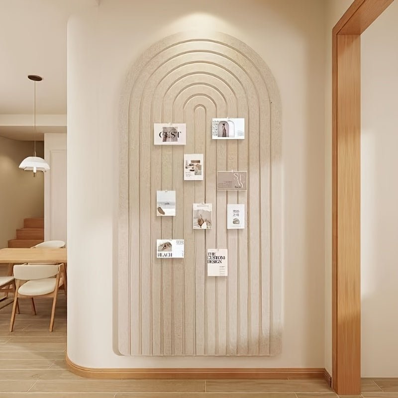 Curved Felt Pinboard Self-Adhesive Arched Wall Notice Board Striped Felt Memo Board for Home Office and Hallway
