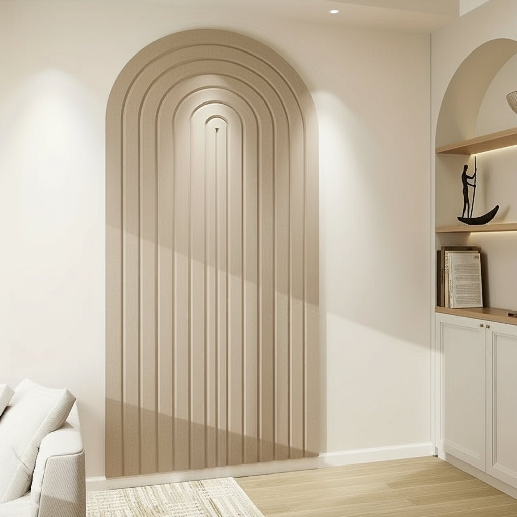 Curved Felt Pinboard Self-Adhesive Arched Wall Notice Board Striped Felt Memo Board for Home Office and Hallway