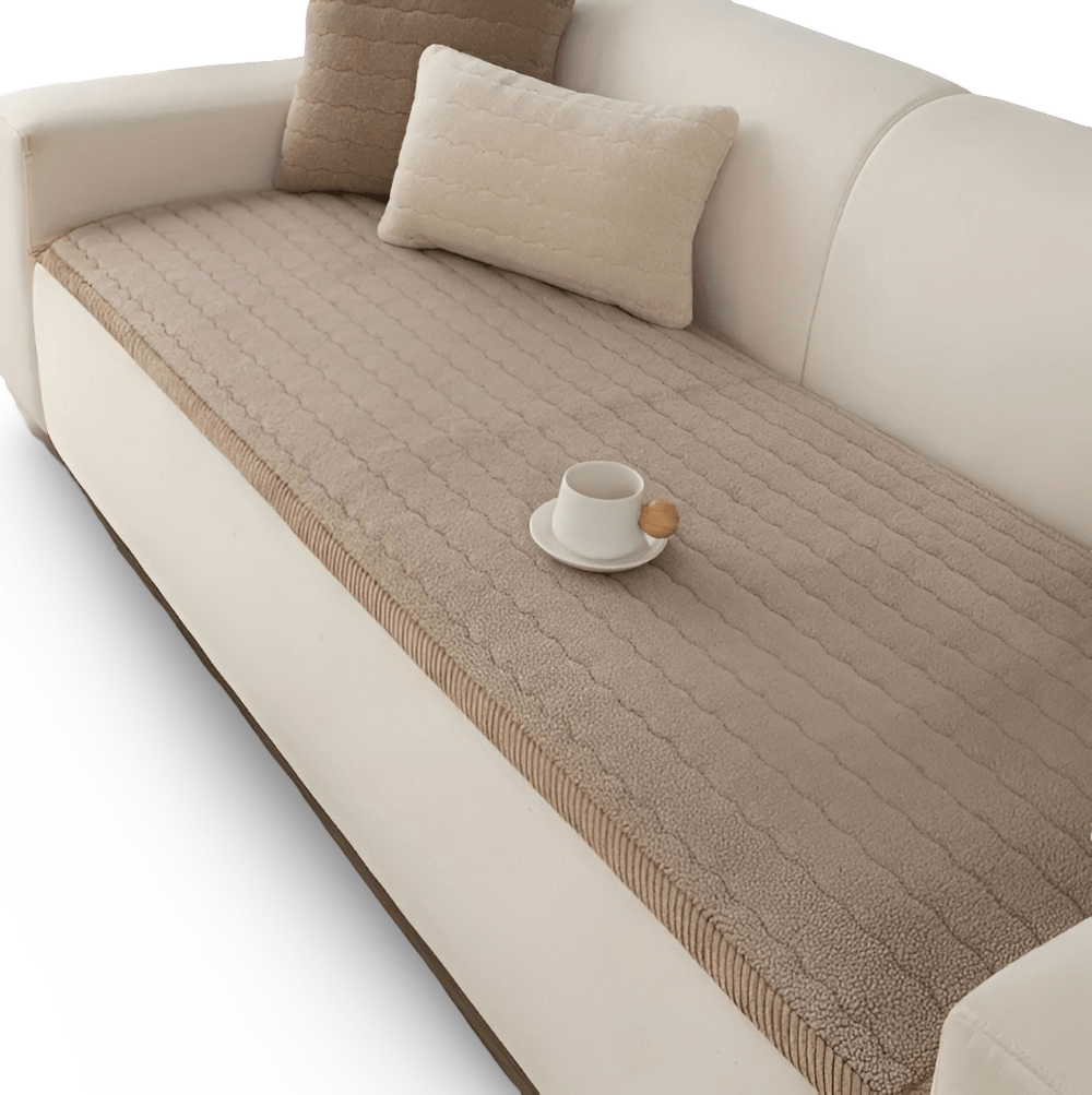 Plush Sherpa Sofa Cover Non Slip Quilted Couch Protector Soft Thick Sofa Seat Cover Pet Friendly Furniture Protector for Living Room