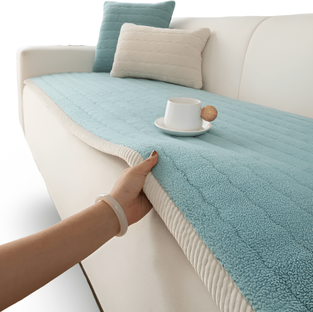 Plush Sherpa Sofa Cover Non Slip Quilted Couch Protector Soft Thick Sofa Seat Cover Pet Friendly Furniture Protector for Living Room