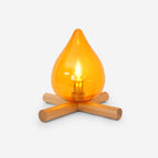 Flame-Inspired Glass Table Lamp With Wooden Cross Base