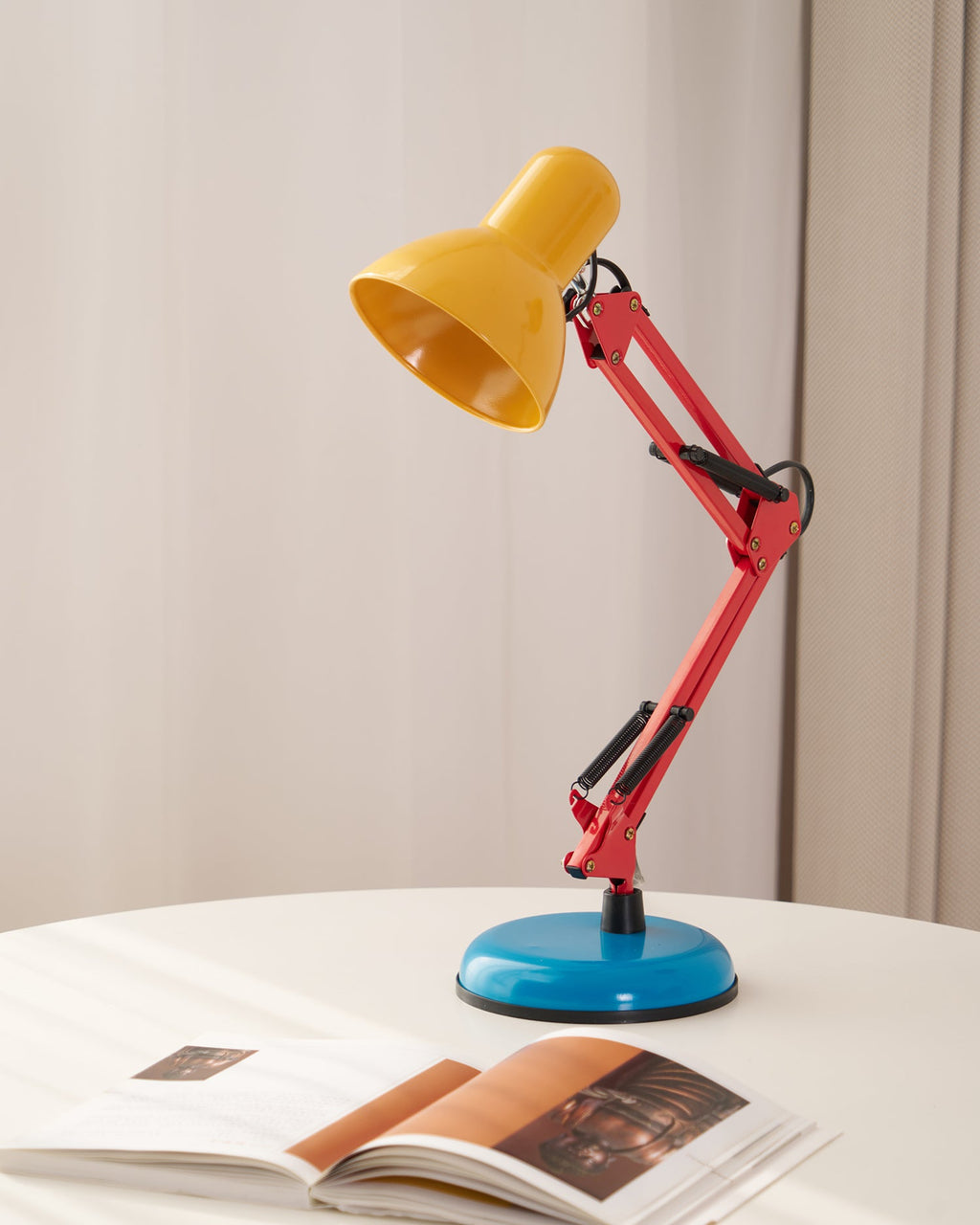 Adjustable Articulating Arm Table Lamp With Conical Shade