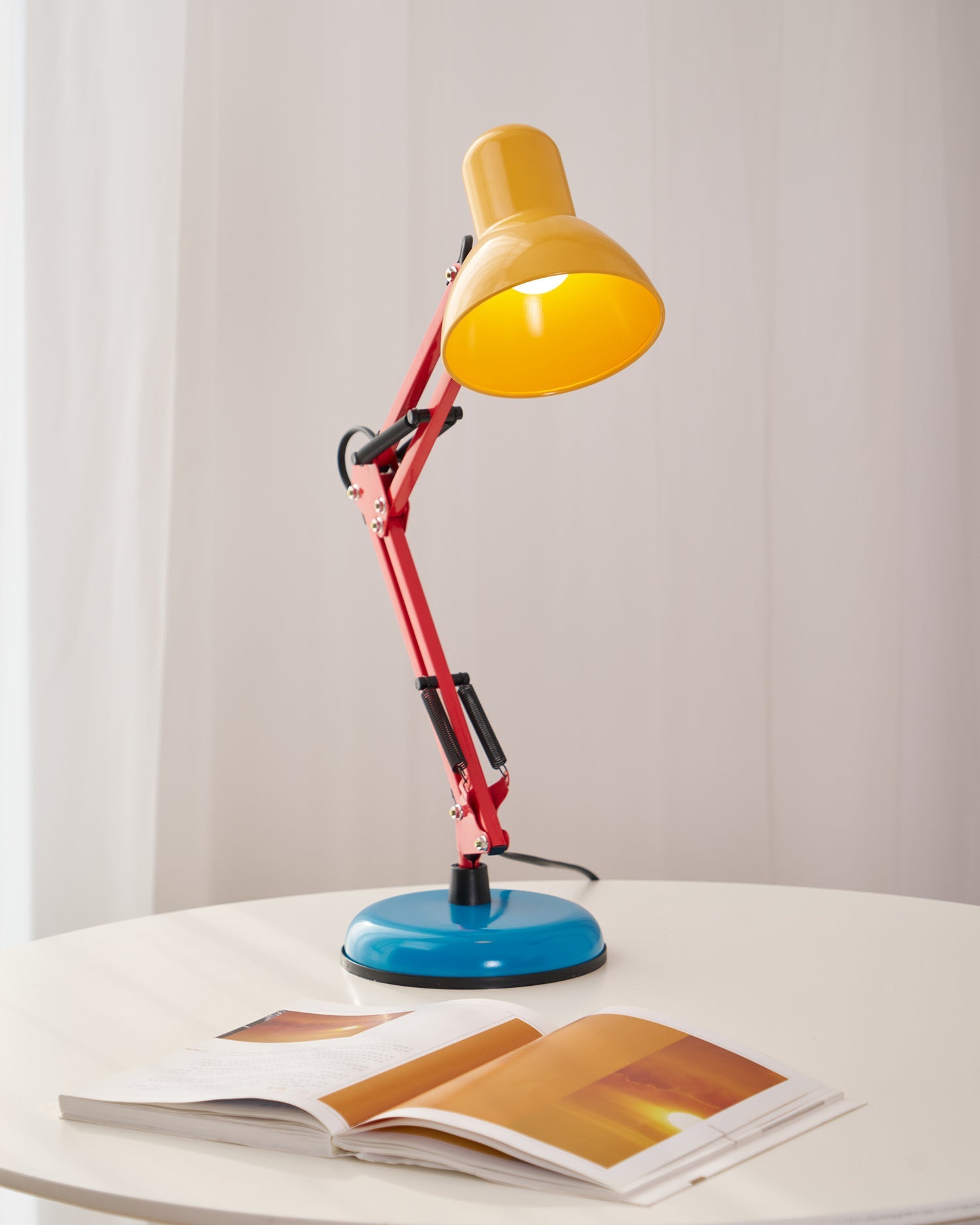 Adjustable Articulating Arm Table Lamp With Conical Shade