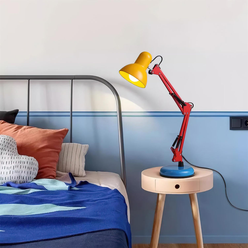 Adjustable Articulating Arm Table Lamp With Conical Shade
