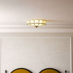 Flower-Shape Glass Flush Mount Ceiling Light With Petal Shade