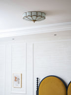 Flower-Shape Glass Flush Mount Ceiling Light With Petal Shade