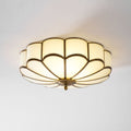 Flower-Shape Glass Flush Mount Ceiling Light With Petal Shade