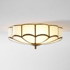 Flower-Shape Glass Flush Mount Ceiling Light With Petal Shade