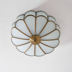 Flower-Shape Glass Flush Mount Ceiling Light With Petal Shade