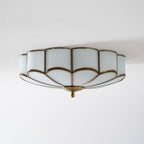 Flower-Shape Glass Flush Mount Ceiling Light With Petal Shade