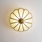 Flower-Shape Glass Flush Mount Ceiling Light With Petal Shade