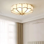 Flower-Shape Glass Flush Mount Ceiling Light With Petal Shade